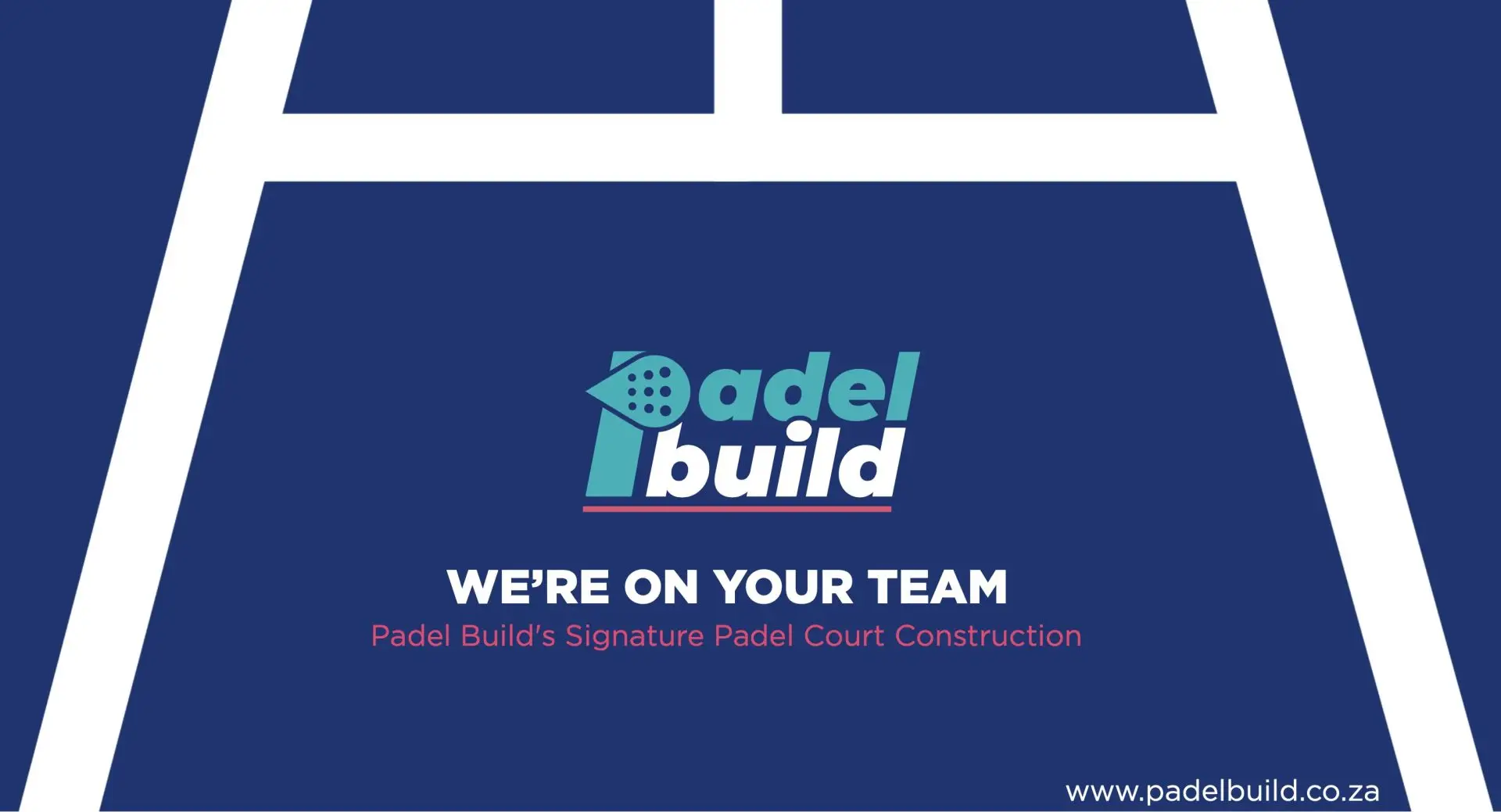 Logo of Padel Build with the tagline 'We're on Your Team' for padel court construction.