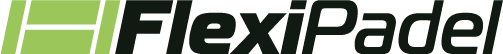 Logo of FlexiPadel featuring a stylized design with green and black colors.